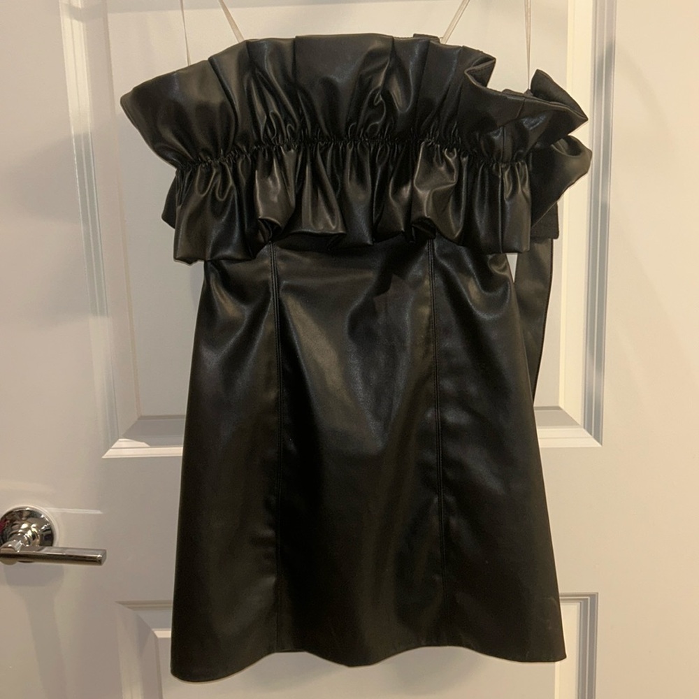 Do+Be black strapless leather dress
